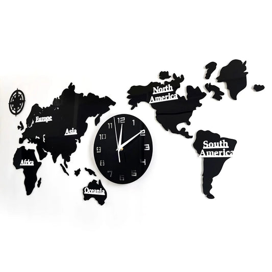 World Map Modern Silent Wall Clock