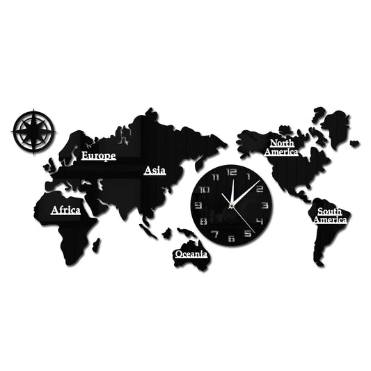 World Map Modern Silent Wall Clock