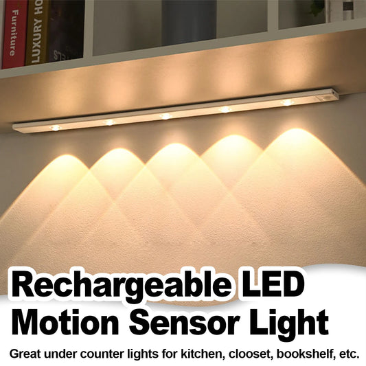 Ultra Slim LED Motion Sensor Light – USB Rechargeable Cabinet Strip (10–50cm)