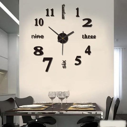 No-Punch DIY 3D Wall Clock – Creative Silent Modern Design Wall Decal