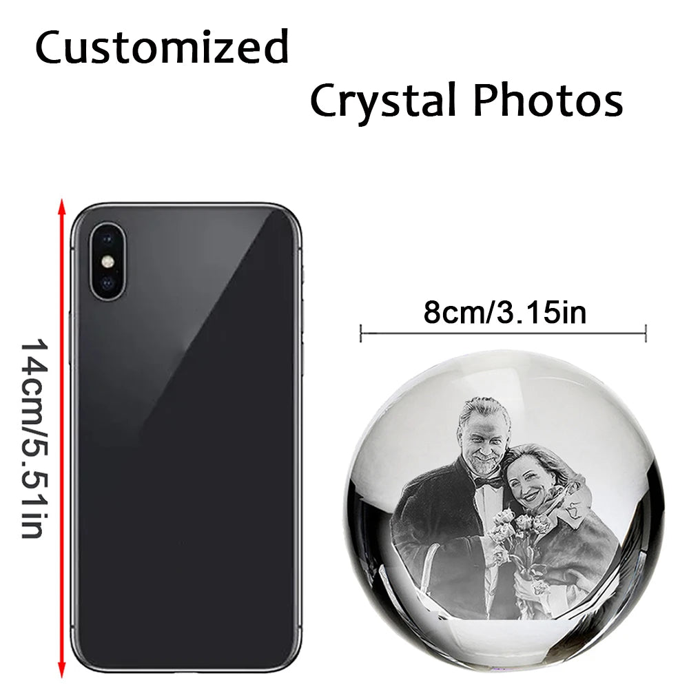 Custom 3D Photo Crystal Ball – LED Light Keepsake Gift