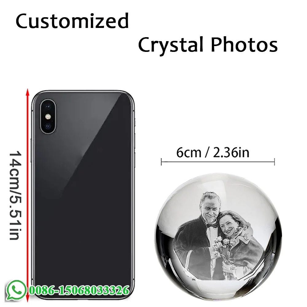 Custom 3D Photo Crystal Ball – LED Light Keepsake Gift