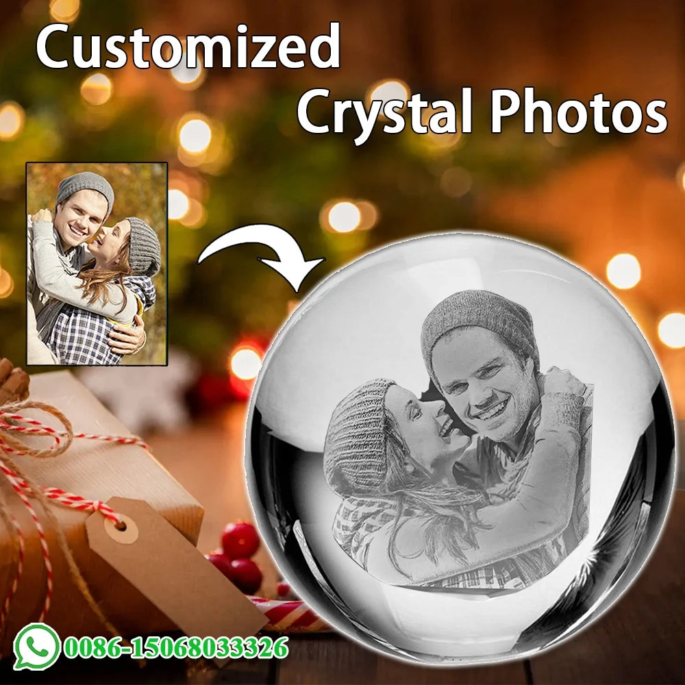 Custom 3D Photo Crystal Ball – LED Light Keepsake Gift