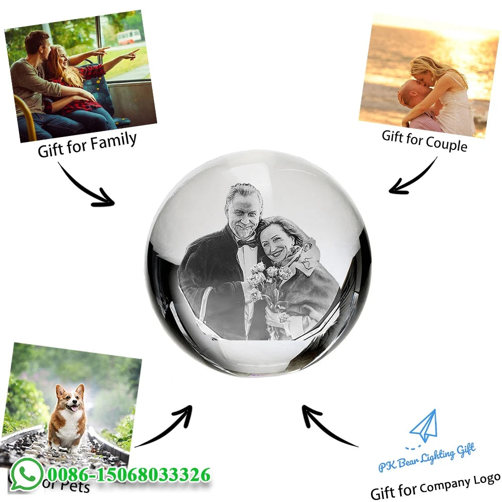 Custom 3D Photo Crystal Ball – LED Light Keepsake Gift