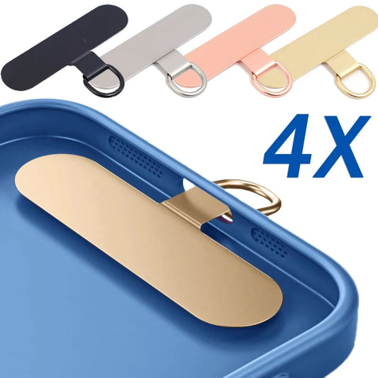 Universal Metal Phone Tether Tabs – Ultra-Thin Stainless Steel Straps (1/2/4 Pcs)
