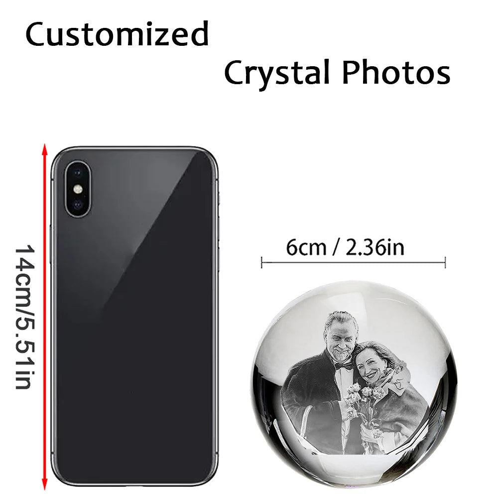 Custom 3D Photo Crystal Ball – LED Light Keepsake Gift