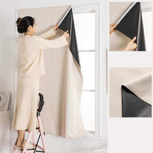 100% Blackout Self-Adhesive Curtains – No Drilling, Total Privacy